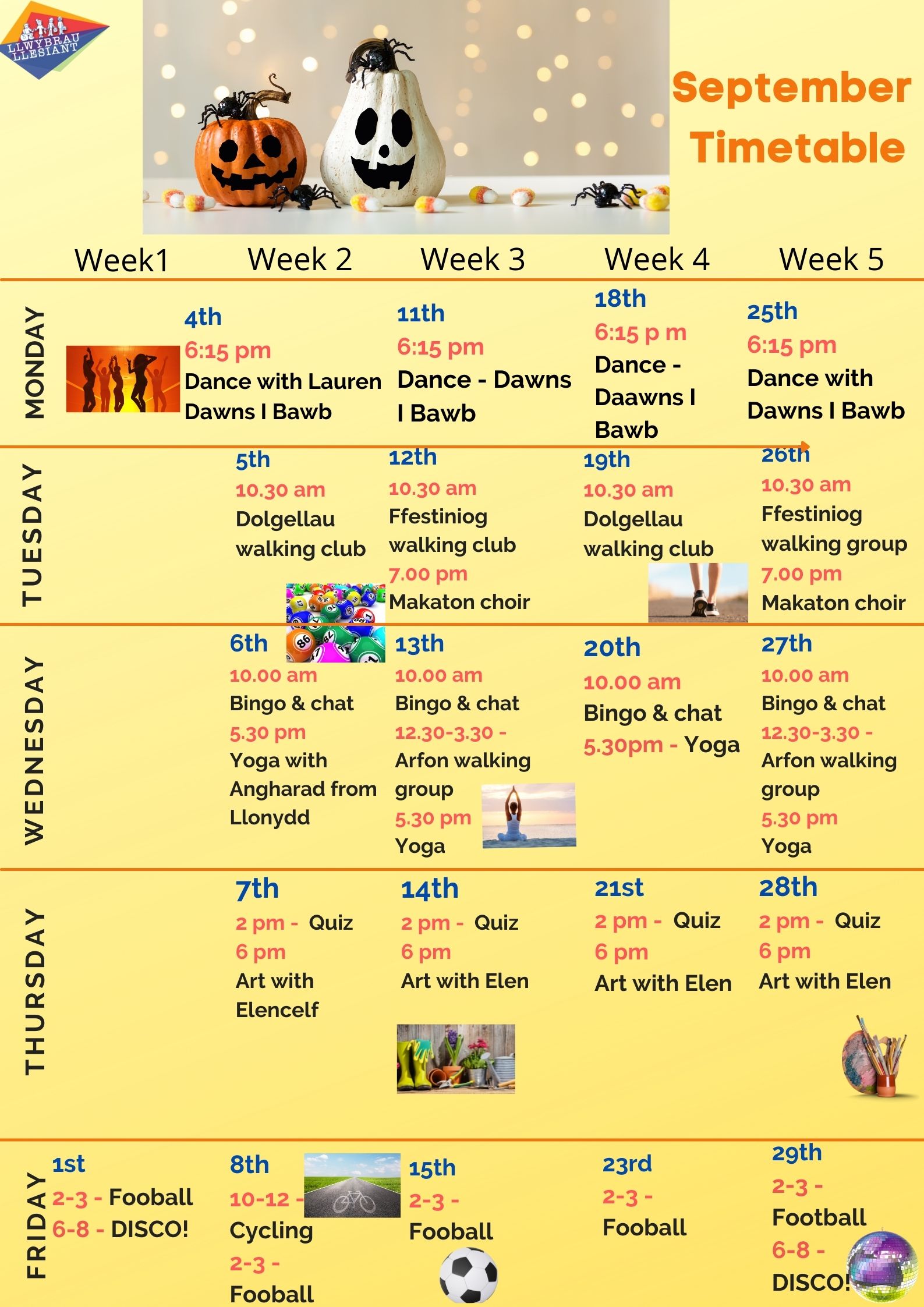 October 2021 Activity Timetable